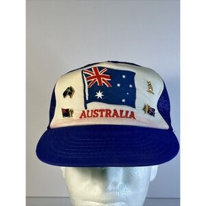 Vintage Australia Hat Cap Snap Back Mesh Trucker Flag Pins